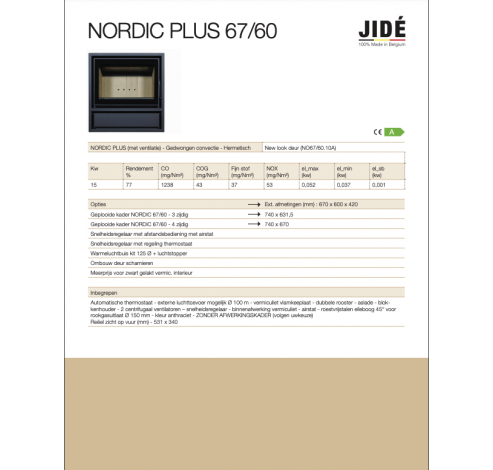 Vrijstaande opstelling Nordic Plus 67 woodbox  Jide