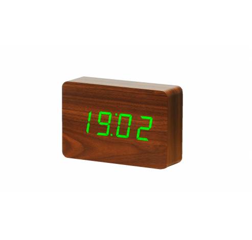 Brick Click Clock Walnut / LED Green  Gingko