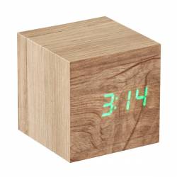 Gingko Cube click clock Ash / Green LED 