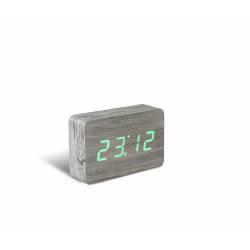 Gingko Brick Click Clock Ash / LED Green 