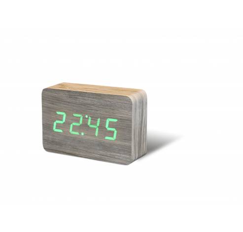 Brick Click Clock Ash / LED Green  Gingko