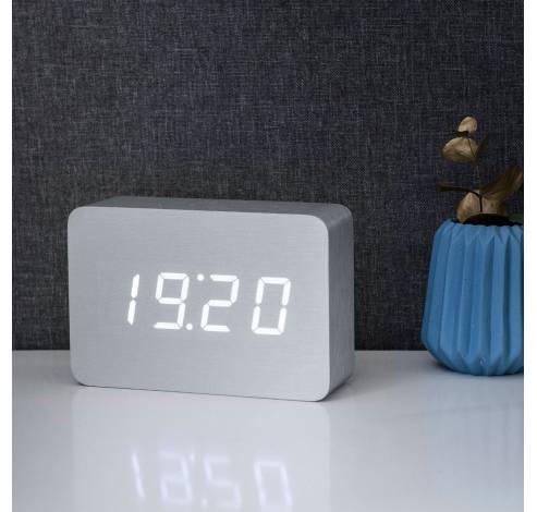 Brick Click Clock Aluminium / LED White  Gingko