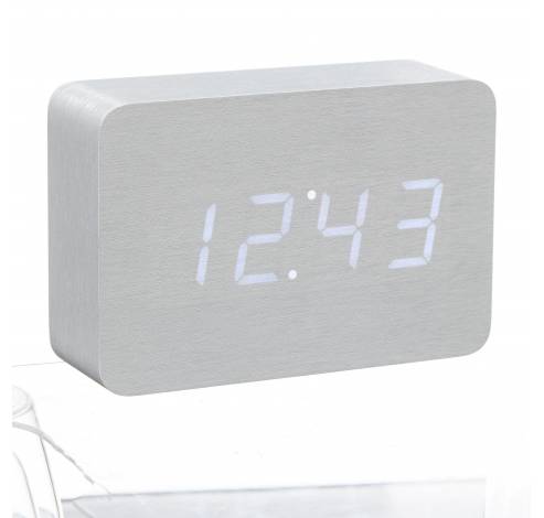 Brick Click Clock Aluminium / LED White  Gingko