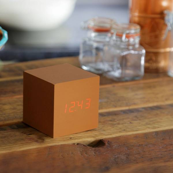 Cube click clock Copper / Red LED 