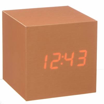 Cube click clock Copper / Red LED  Gingko