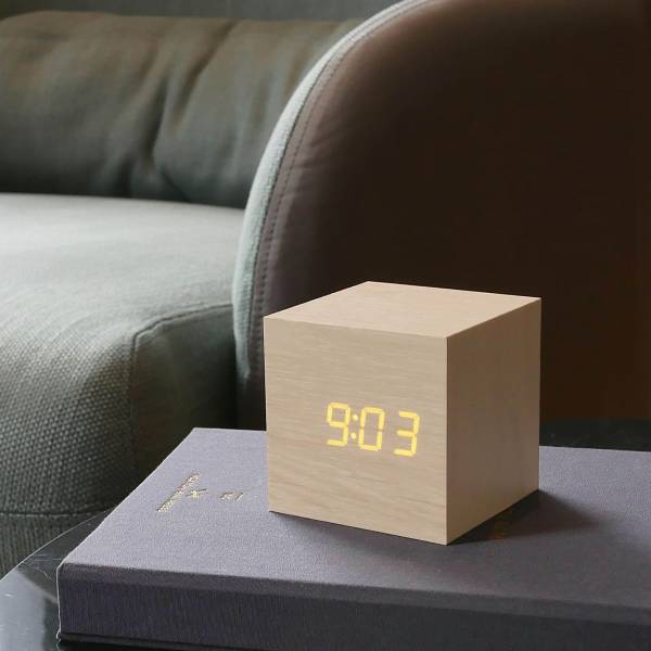Cube click clock  Maple / Orange LED 