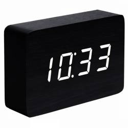 Gingko Brick Click Clock Black / LED White 