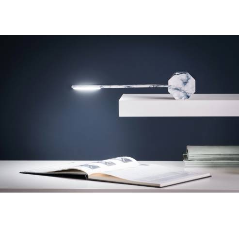 Octagon One Desk Lamp White Marble  Gingko