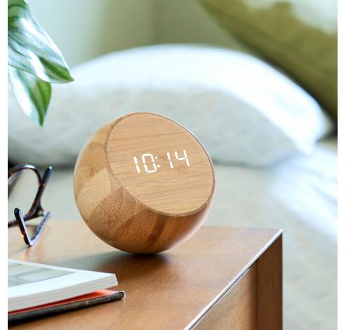 Tumbler Click Clock Natural Bamboo Wood  Gingko