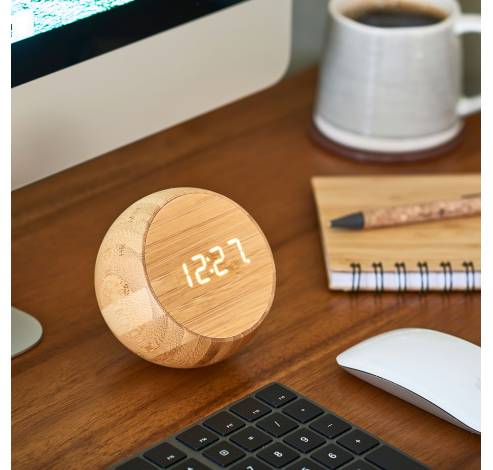 Tumbler Click Clock Natural Bamboo Wood  Gingko