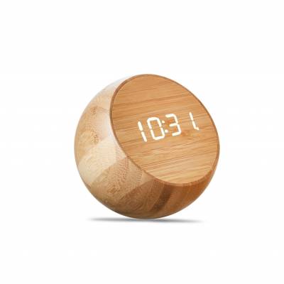 Tumbler Click Clock Natural Bamboo Wood  Gingko
