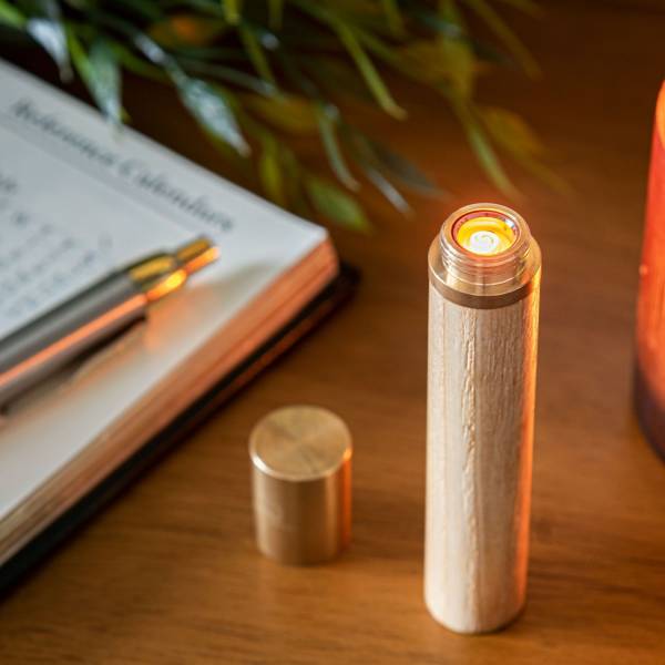 Flameless Element Lighter Natural White Ash Wood 