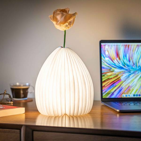 Smart Vase Light Natural walnut wood 