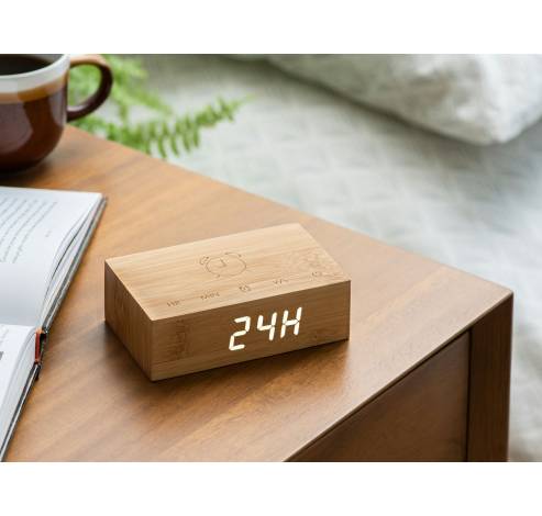 Flip Click clock natural Bamboo  Gingko