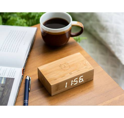 Flip Click clock natural Bamboo  Gingko