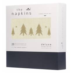 The Napkins set van 20 servetten kerstbomen goud 40x40cm 