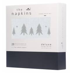 The Napkins set van 20 servetten kerstbomen zilver 40x40cm 