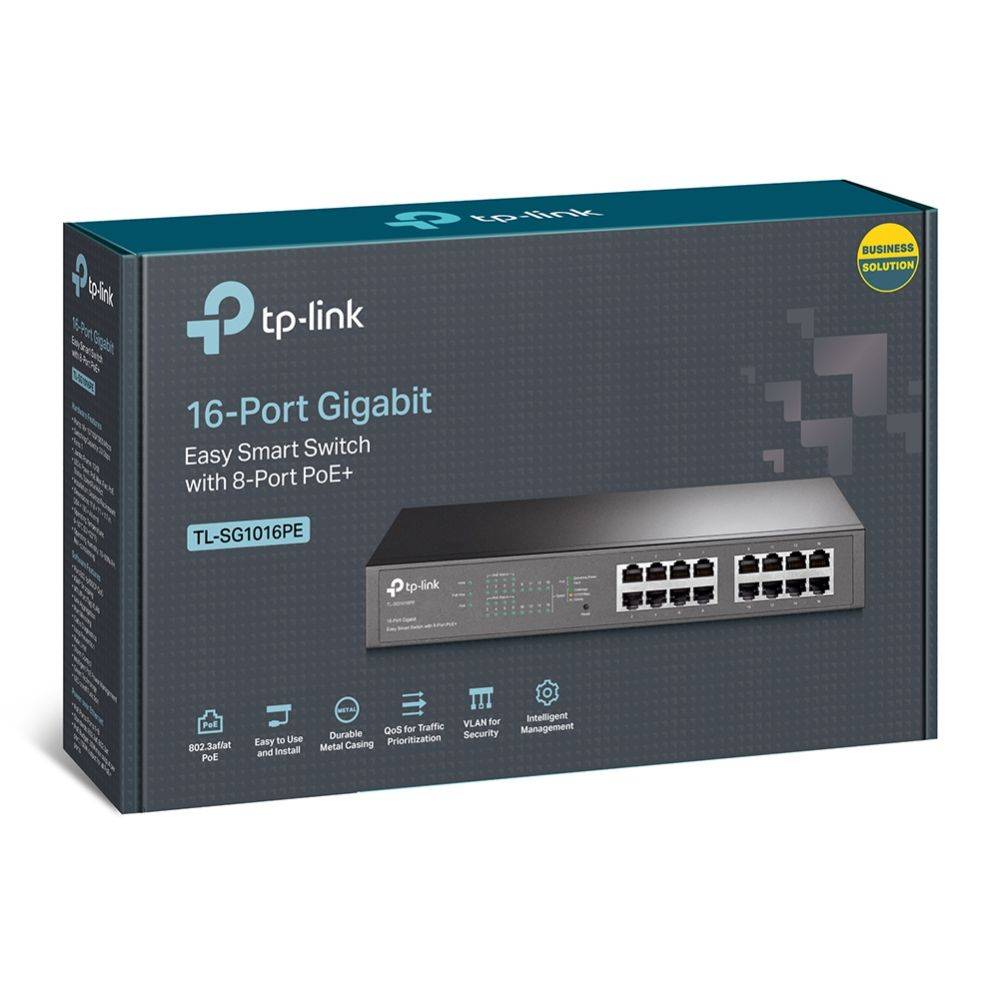 TP-link Switch TL-SG1016PE 16-Port Gigabit Easy Smart PoE Switch with 8-Port PoE+