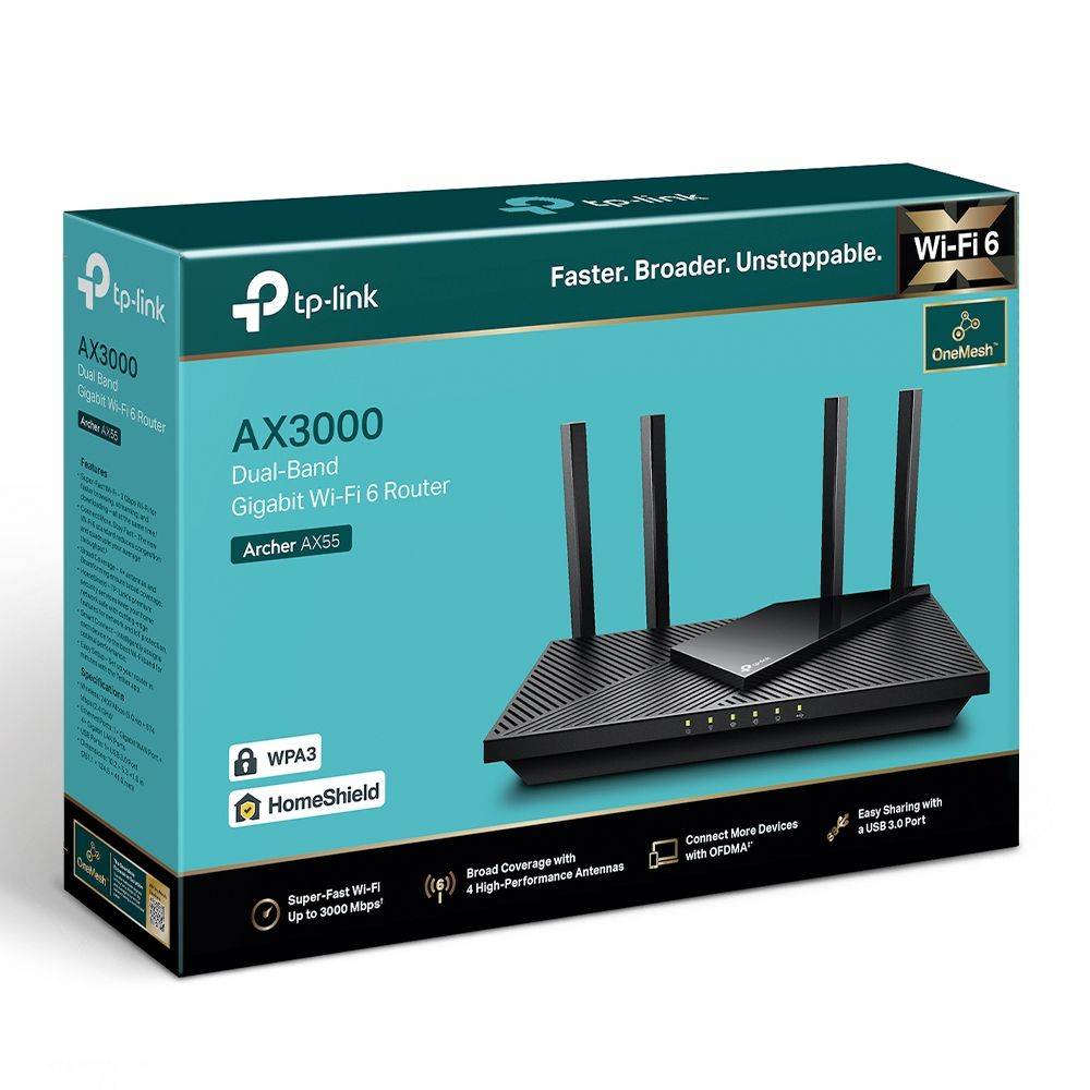 TP-link Router Archer AX55 AX3000 Dual-Band Gigabit WiFI 6 Router