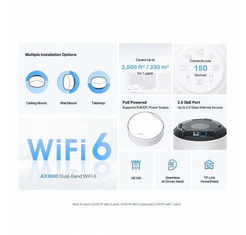 AX3000 whole home mesh wifi 6-systeem met PoE  TP-link