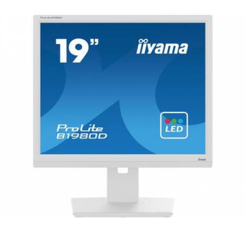 Prolite 19inch betrouwbare LED-backlit monitor met in hoogte verstelbare voet, ontworpen voor zakelijk gebruik Wit  Iiyama