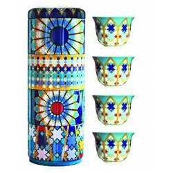Images d'Orient Tin box with 4 coffee cups 60ml, SURSOCK VITRAIL 