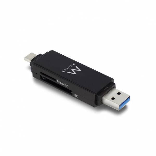 Ewent Geheugenkaartlezer Compacte USB kaartlezer met Type C, Type A connector