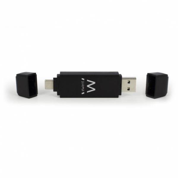 Ewent Compacte USB kaartlezer met Type C, Type A connector