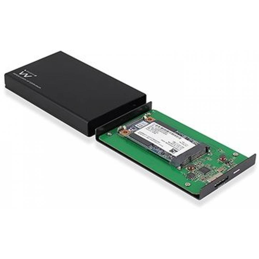 Ewent Harde schijven W7020 Draagbare USB 3.0 1.8 inch mSATA SSD Behuizing Zwart