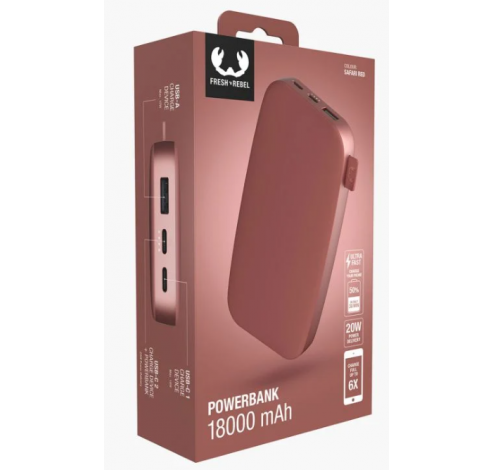 Powerbank 18000 mAh Safari Red  Fresh 'n Rebel