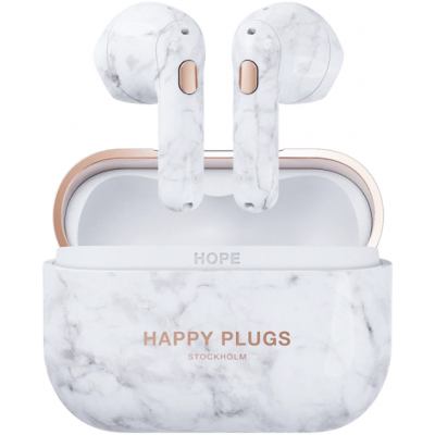 Hope in ear white marble  Happy Plugs