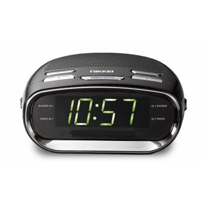 Nikkei NR151D Klokradio dual alarm AM/FM - snooze zwart 