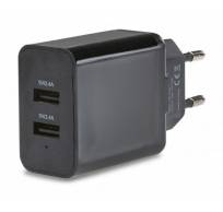 Smart travel charger Dual USB 4.8A 24W black 