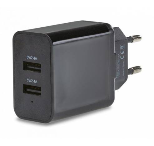 Smart travel charger Dual USB 4.8A 24W black  Mobilize