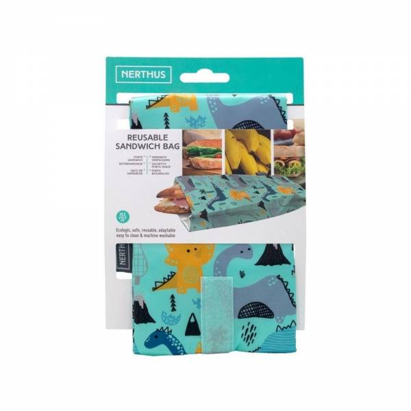 Lunchzak snack en stokbrood dinosaurus - 30x11cm 