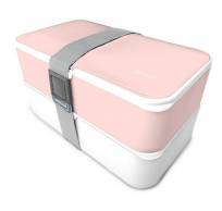 Lunchbox roze 2 vakken + bestek 