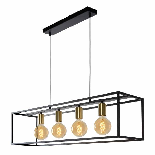 Lucide RUBEN Hanglamp 4x E27 40W Zwart / mat goud