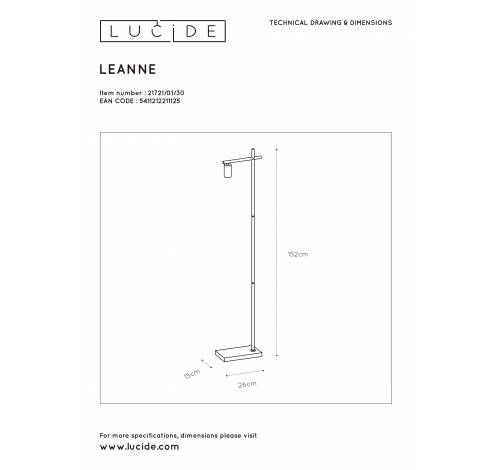 LEANNE Vloerlamp E27/40W Zwart  Lucide