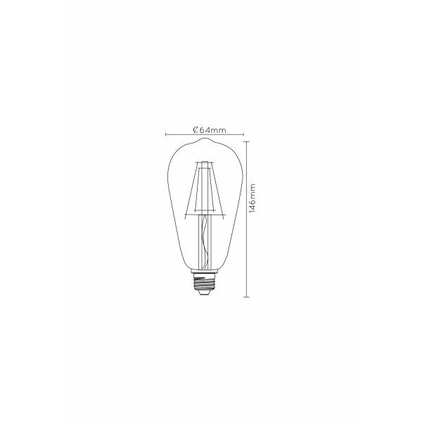 Lucide ST64 - Filament lamp - Ø 6,4 cm - LED Dimb. - E27 - 1x5W 2700K - Transparant Lucide