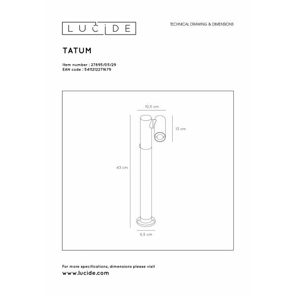 Lucide TATUM - Sokkellamp Buiten - LED - 1x5W 3000K - IP65 - Antraciet Lucide