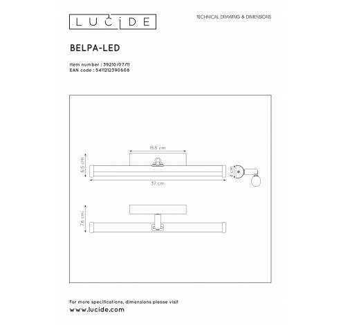 BELPA-LED - Spiegellamp Badkamer - LED - 1x7W 4000K - IP44 - Chroom Lucide  Lucide