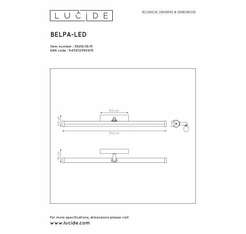 BELPA-LED - Spiegellamp Badkamer - LED - 1x10W 4000K - IP44 - Chroom Lucide  Lucide