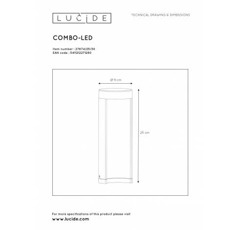 COMBO - Sokkellamp Buiten - Ø 9 cm - LED - 1x9W 3000K - IP54 - Zwart Lucide  Lucide