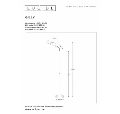 GILLY - Leeslamp - LED - 1x6W 2700K - Wit Lucide  Lucide