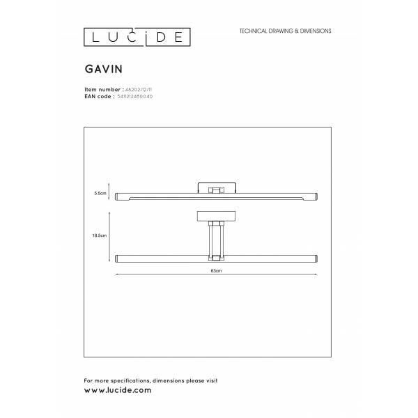 Lucide GAVIN - Spiegellamp Badkamer - LED - 1x13W 3000K - IP21 - Chroom Lucide