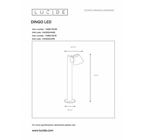 DINGO-LED - Sokkellamp Buiten - Ø 11,5 cm - LED Dimb. - GU10 - 1x5W 3000K - IP44 - Antraciet Lucide  Lucide