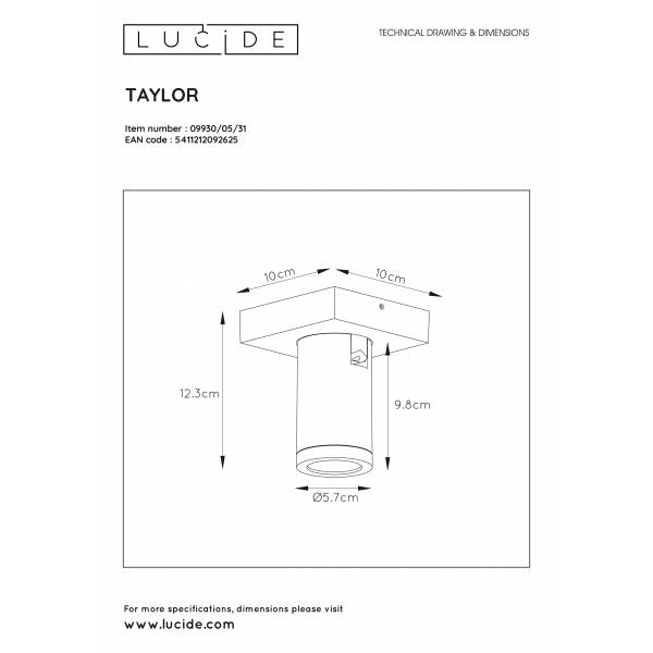 Lucide TAYLOR - Plafondspot Badkamer - LED Dim to warm - GU10 - 1x5W 2200K/3000K - IP44 - Wit Lucide