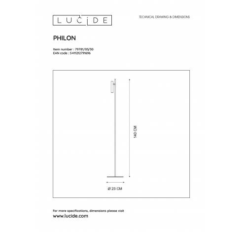 PHILON - Leeslamp - Ø 23 cm - LED Dimb. - 1x6W 3000K - Zwart Lucide  Lucide