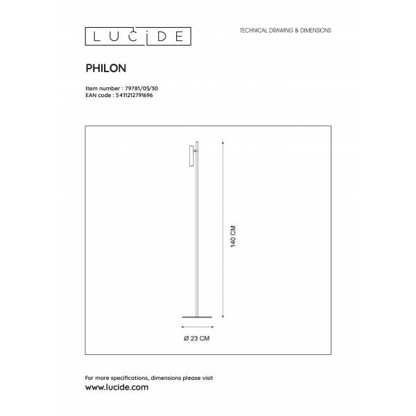 Lucide PHILON - Leeslamp - Ø 23 cm - LED Dimb. - 1x6W 3000K - Zwart Lucide