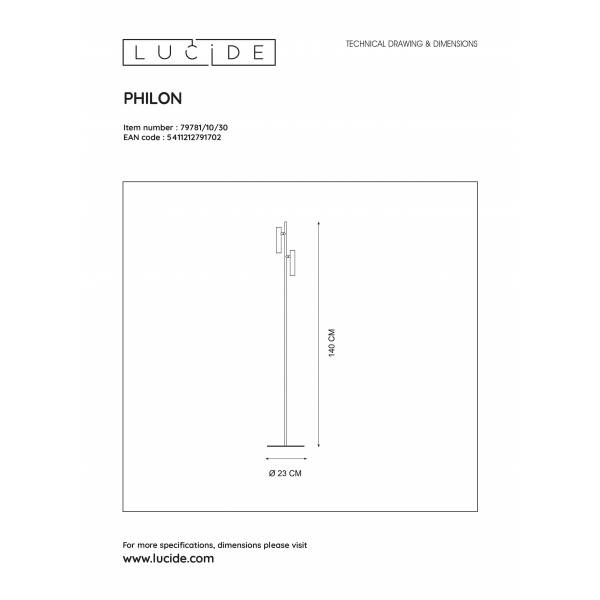 Lucide PHILON - Leeslamp - Ø 23 cm - LED Dimb. - 2x4,5W 3000K - Zwart Lucide